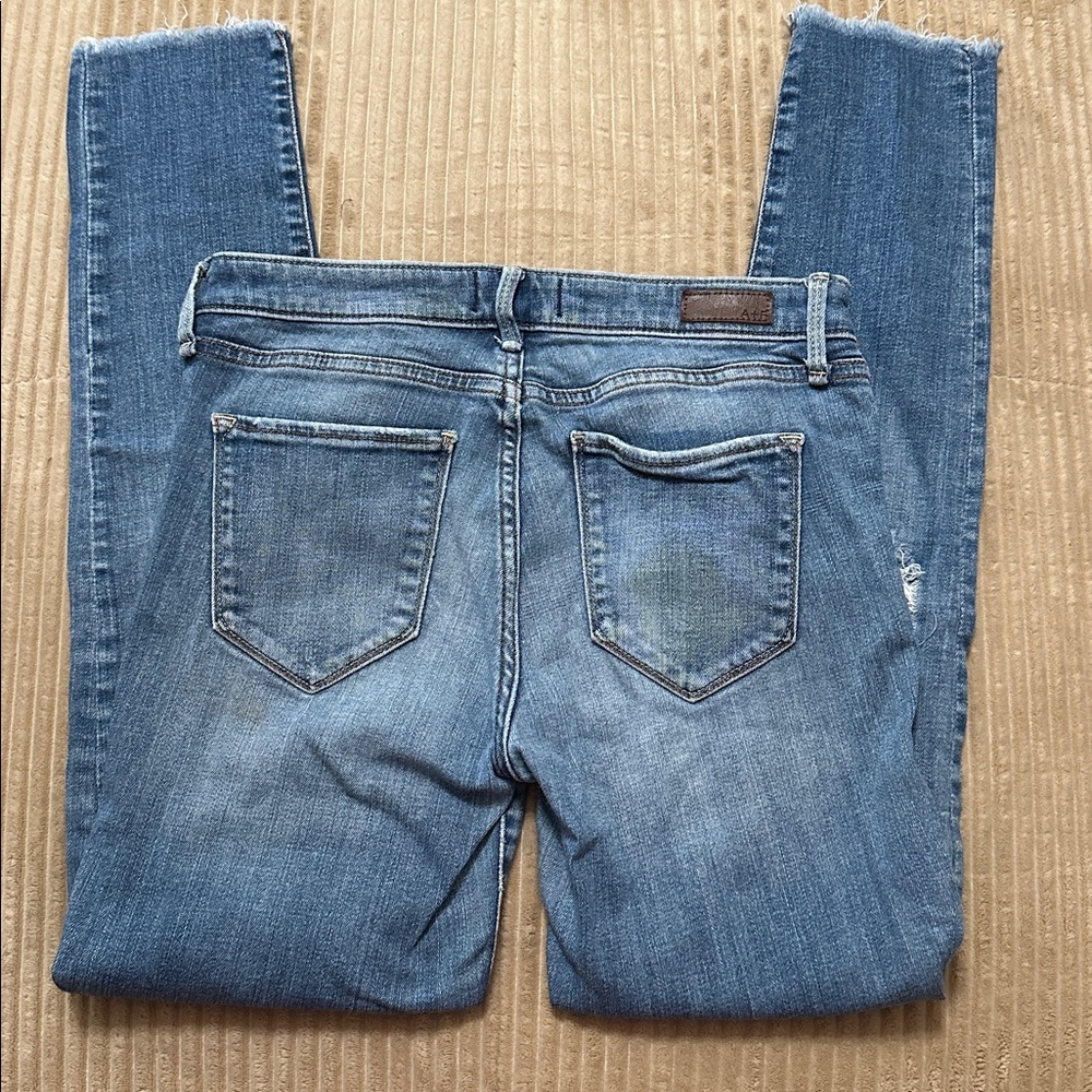 Abercrombie & Fitch Women's Blue Distressed Skinny Jeans with Patchwork size 27 - Picture 3 of 7